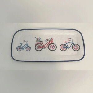 SUR LA TABLE Serving‎ Platter Bicycles Red White Blue.